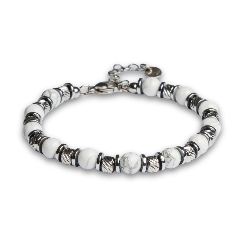 Bracciale Allattamento Howlite Rasmey | Perlina Numeri 1-12 Con Ciondolo Stella | Per Tracciare Le Poppate | Gioiello Personalizzabile