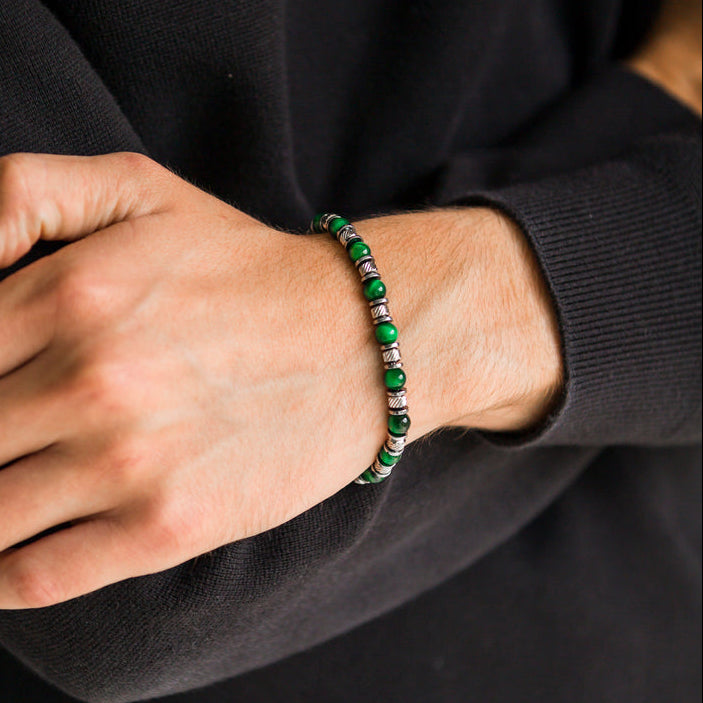 Bracciale Tempra in occhio di tigre verde