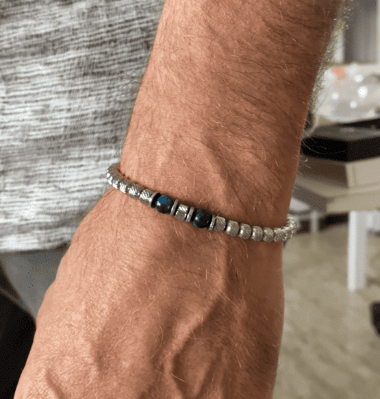 Bracciale Asaio in acciaio e occhio di tigre
