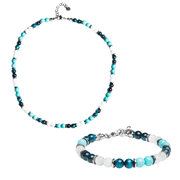 Set bracciale + collana Lungomare in howlite turchese, agata e occhio di tigre