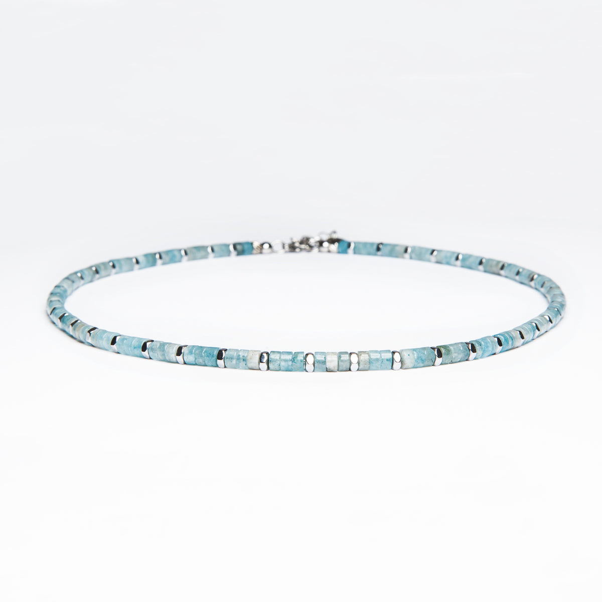 Collana Zenith in Agata azzurra ed ematite chiara