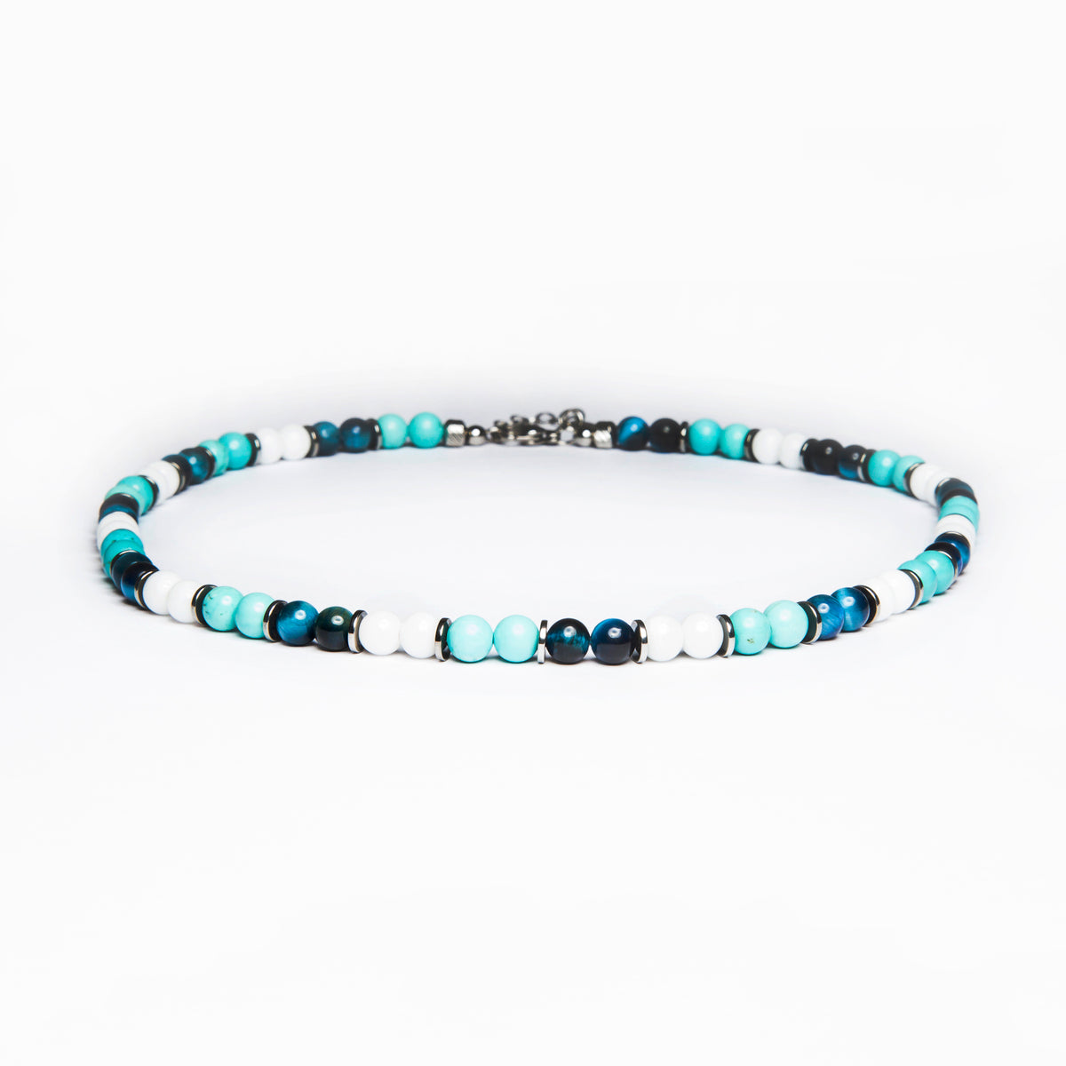Collana Lungomare in turchese, agata e occhio di tigre