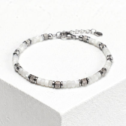 Armband Solenne aus weißem Perlmutt | 4mm