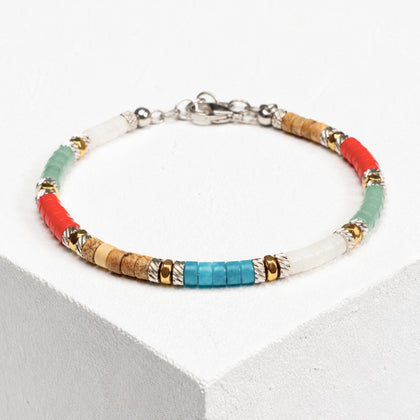 Tropical-Armband aus Quarz, Achat, Aventurin, Perlmutt und Jaspis | 4 mm