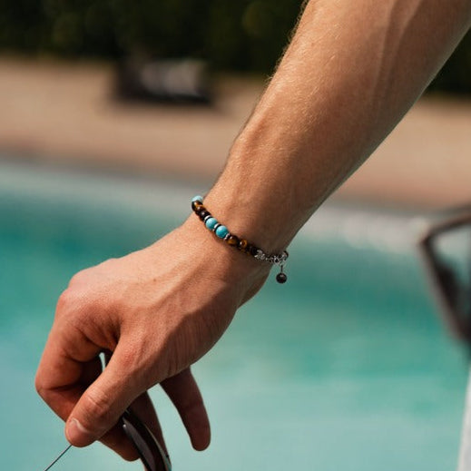 Set bracciale + collana Respiro Mediterraneo in occhio di tigre e turchese