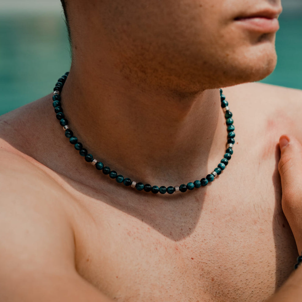 Collana Doge Verde Petrolio in occhio di tigre
