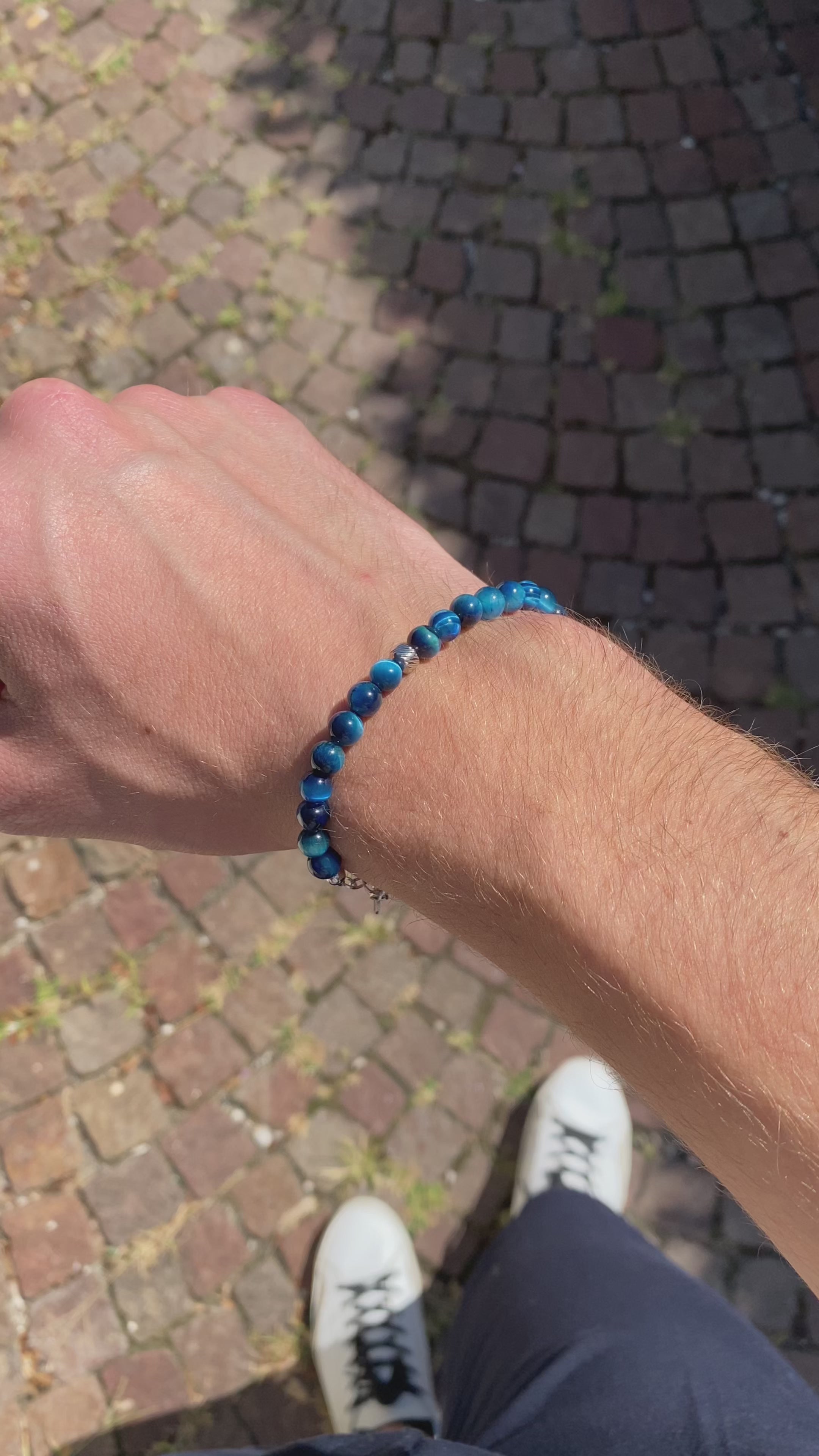 Carica video: Bracciale Doge in occhio di tigre Blu zaffiro