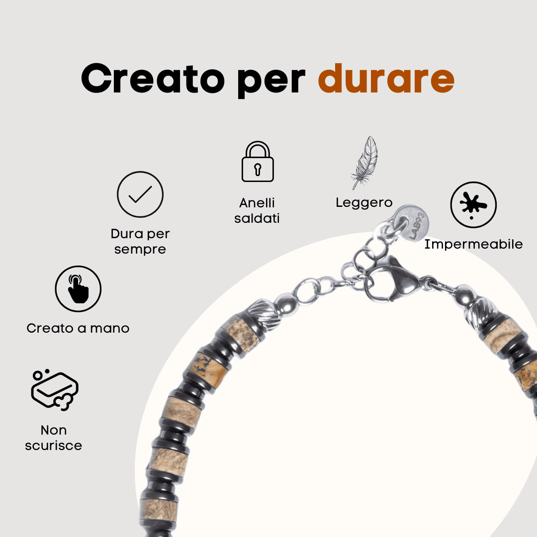 Bracciale Adamello in Jasper Australiano ed ematite