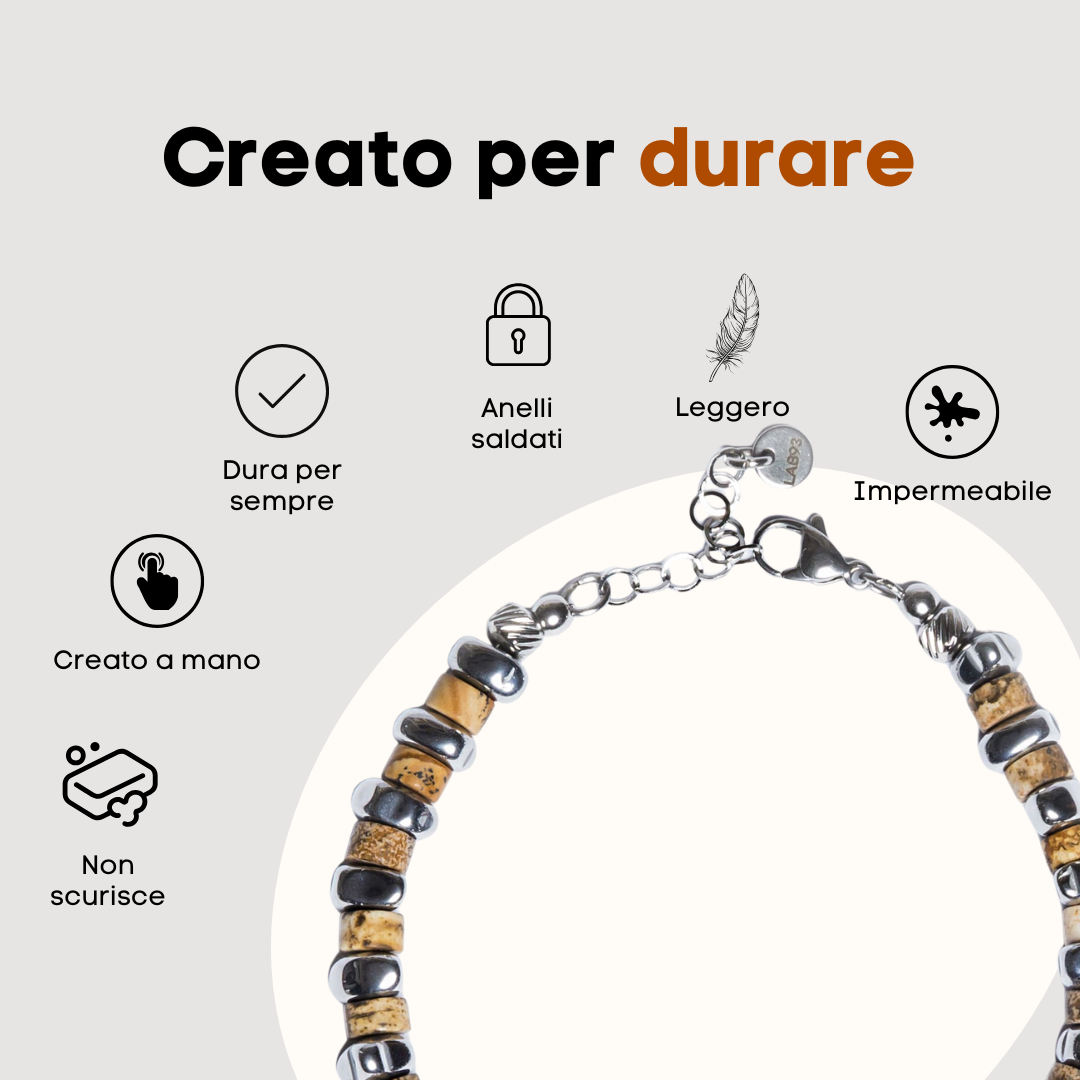 Bracciale Zirmo in Jasper Australiano ed ematite