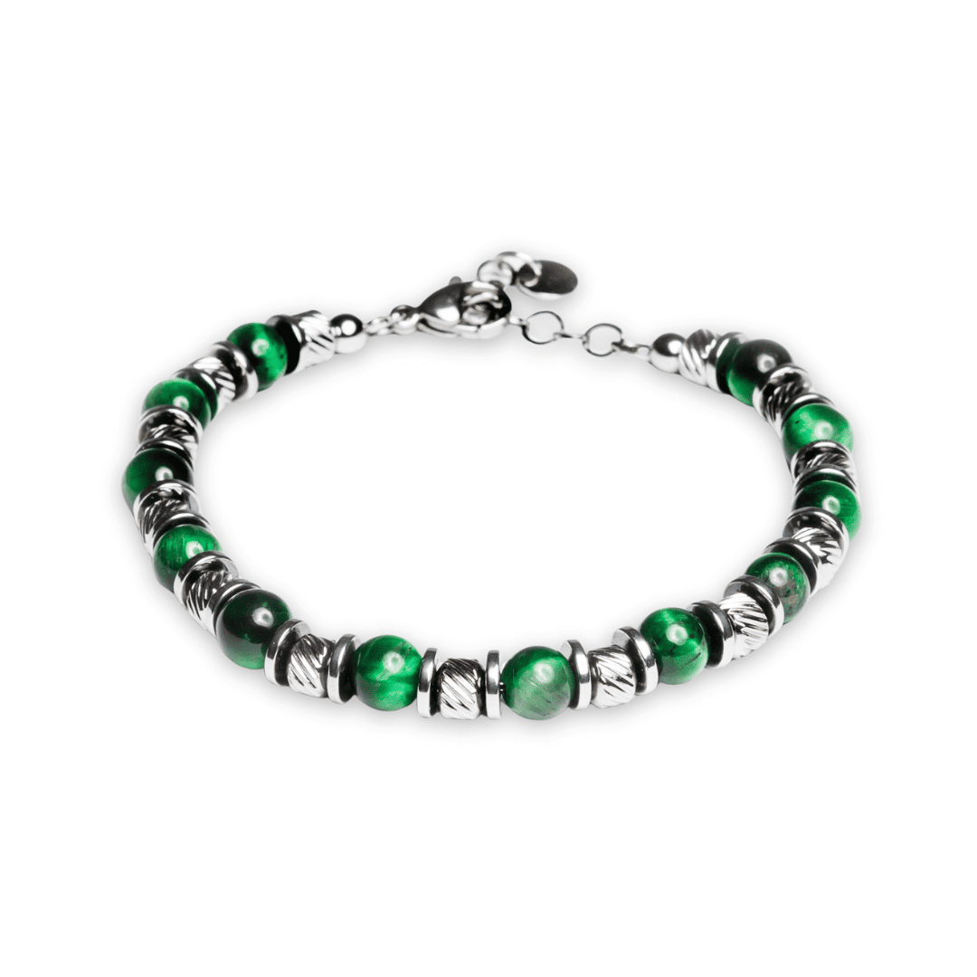 Bracciale Tempra in occhio di tigre verde