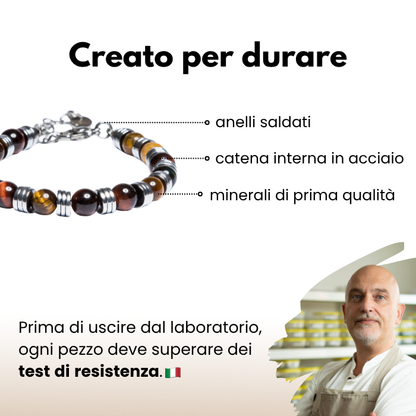 Bracciale Venezia in Occhio di tigre ed ematite chiara
