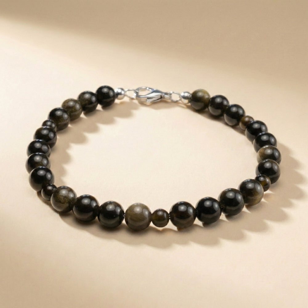Bracciale in ossidiana | 6mm