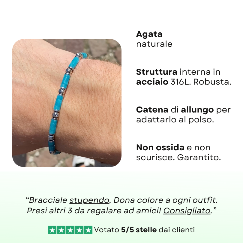 Bracciale Mira in agata azzurra