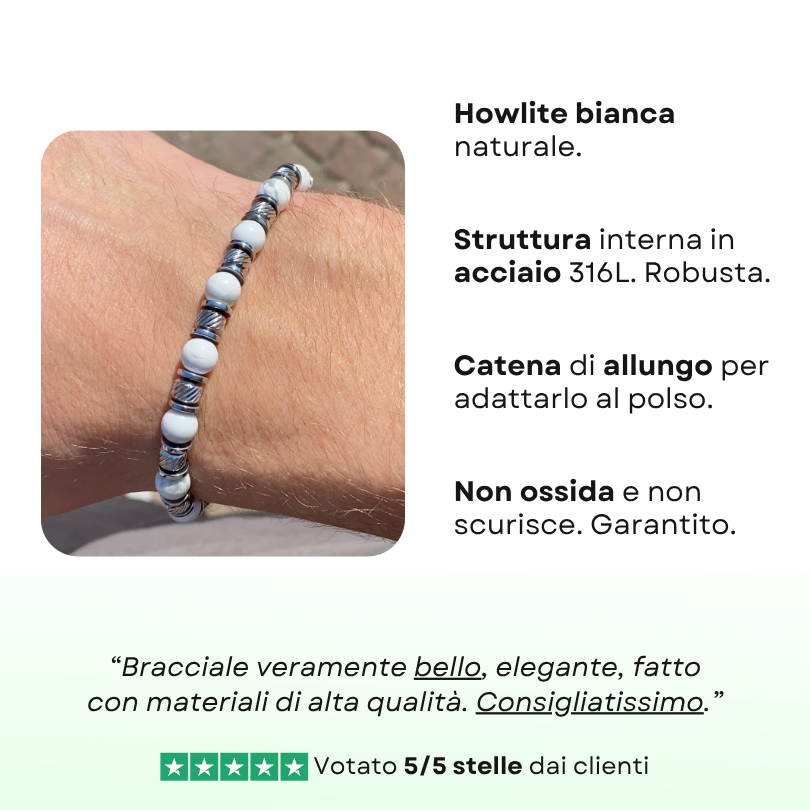 Bracciale Equilibrio in Howlite bianca