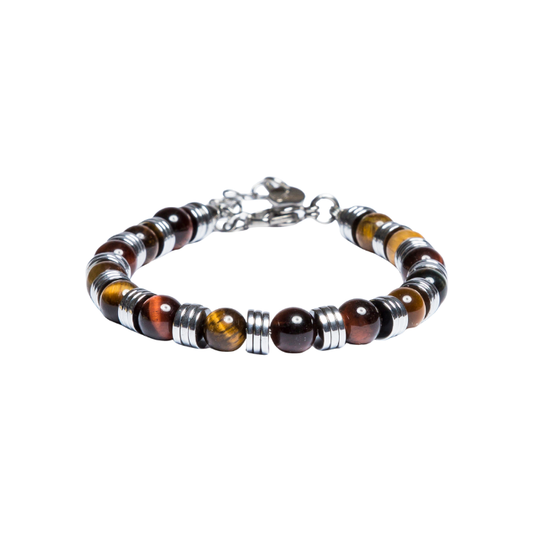 Bracciale Venezia in Occhio di tigre ed ematite chiara