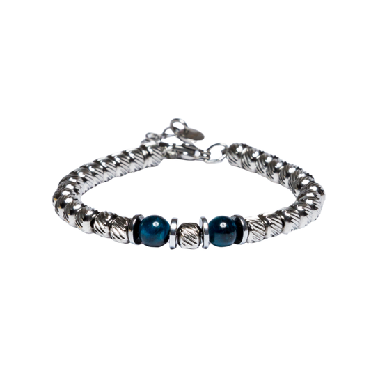 Bracciale Asaio in acciaio e occhio di tigre