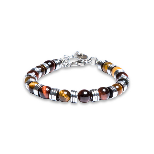 Bracciale Venezia in Occhio di tigre ed ematite chiara