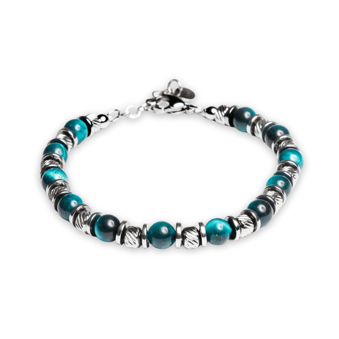 Bracciale Essenza in occhio di tigre azzurro