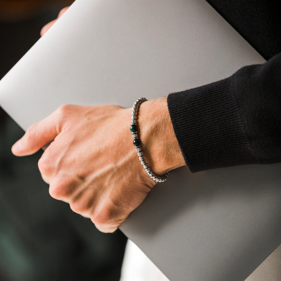 Bracciale Asaio in acciaio e occhio di tigre