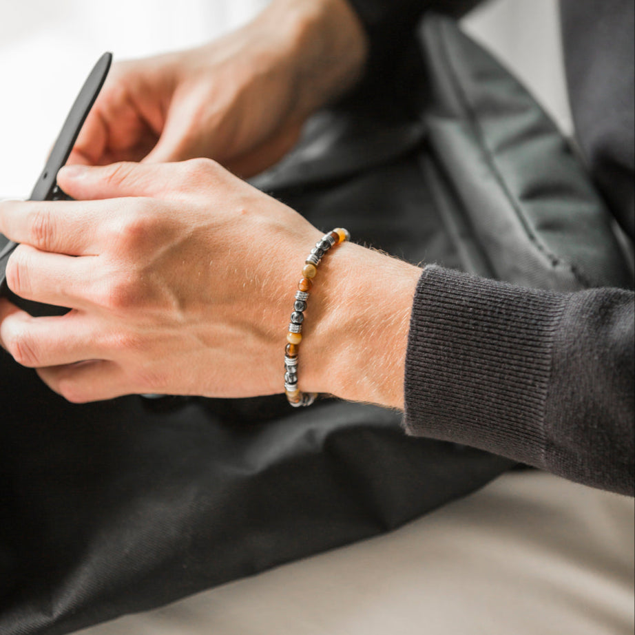 Bacaro-Armband aus Hämatit und Tigerauge