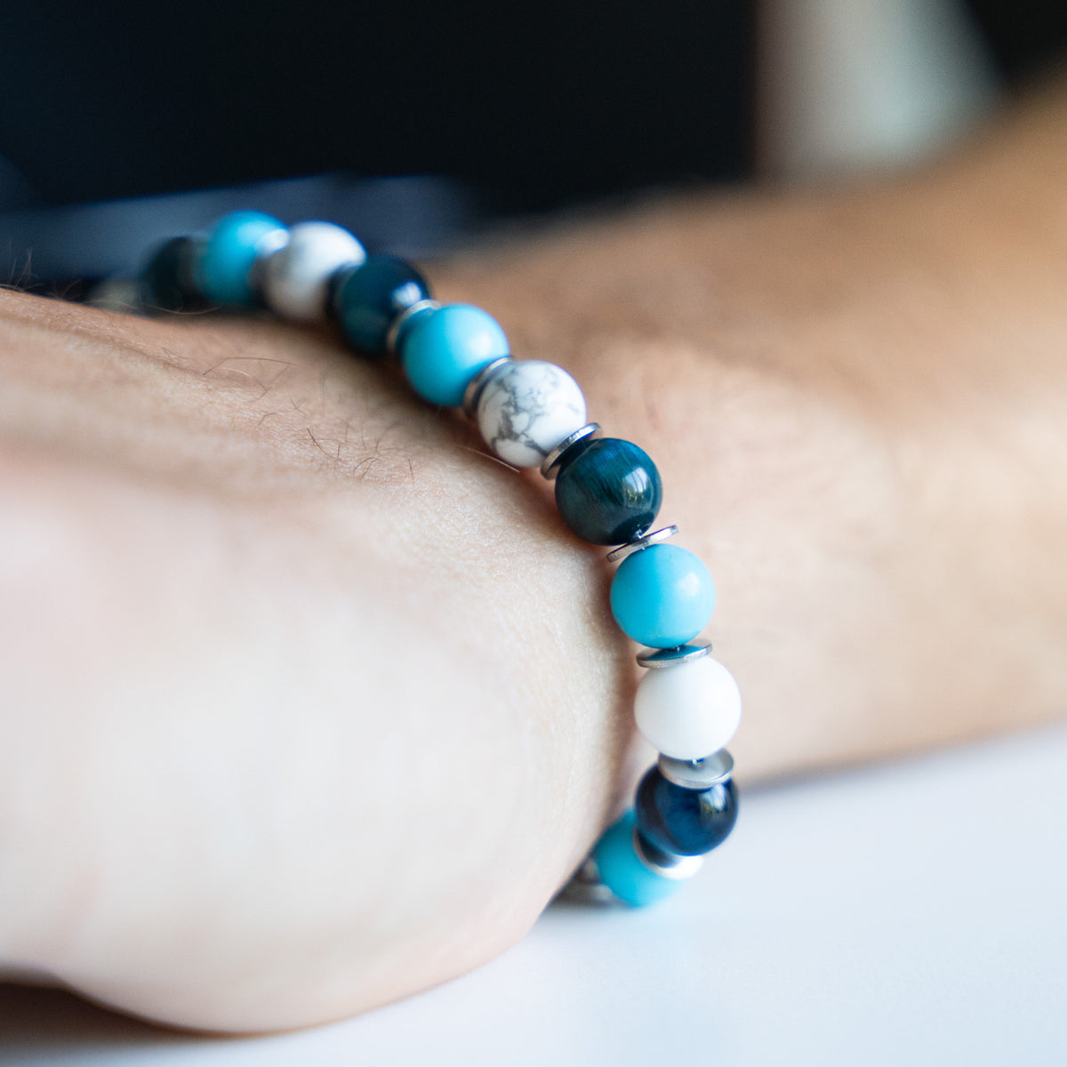 SET bracciale + collana Lungomare in howlite turchese, agata e occhio di tigre | 6mm