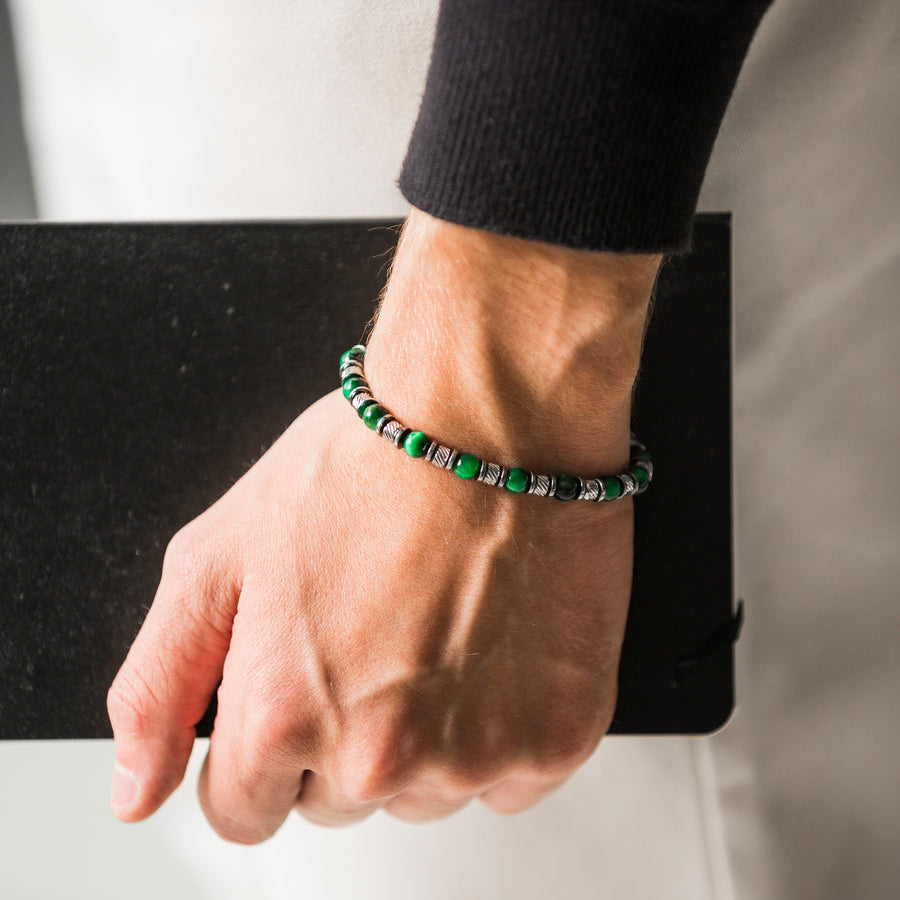 Bracciale Tempra in occhio di tigre verde