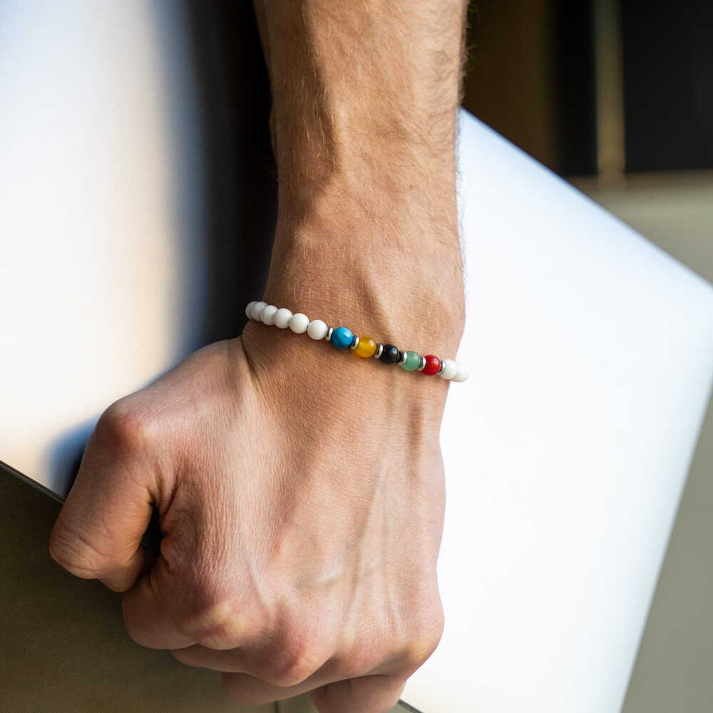 Bracciale 5 Energie in agata, apatite, tormalina, giada