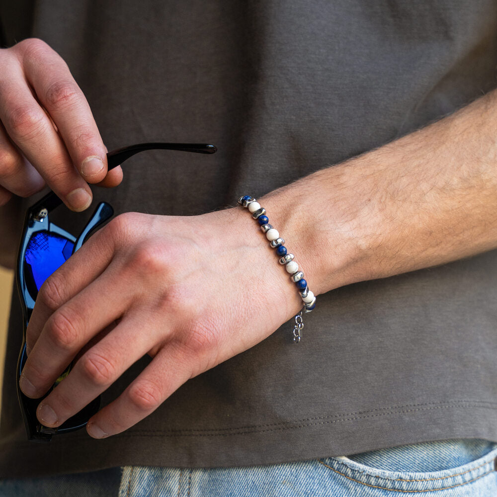 Bracciale Zefiro in lapislazzuli, aulite ed ematite | 6mm
