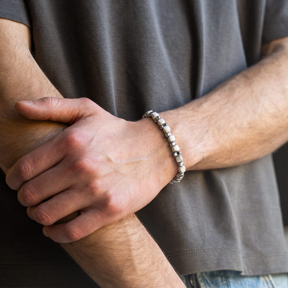 Bracciale Carrara in aulite ed ematite | 7mm