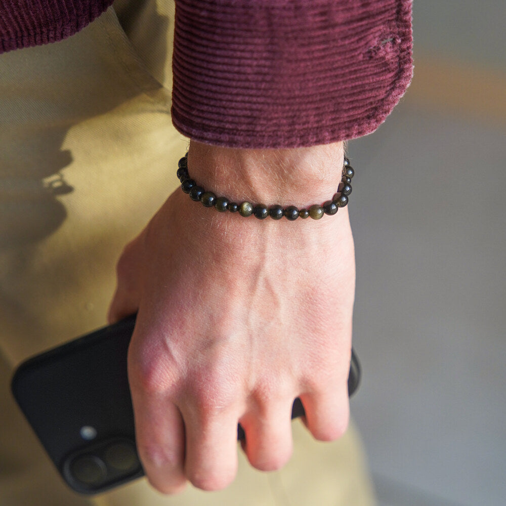 Bracciale in ossidiana | 6mm