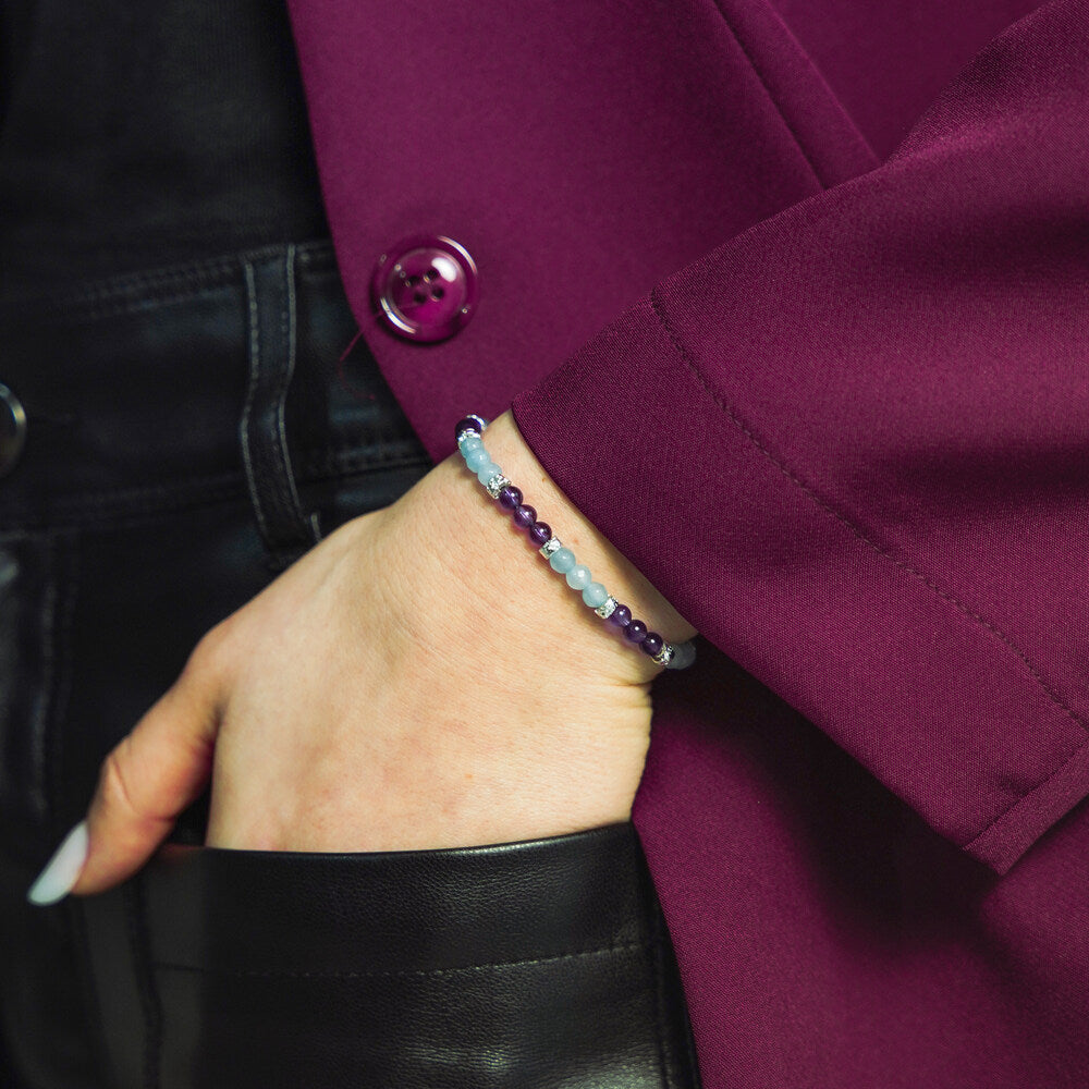 Bracciale Rugiada in angelite e ametista | 4mm