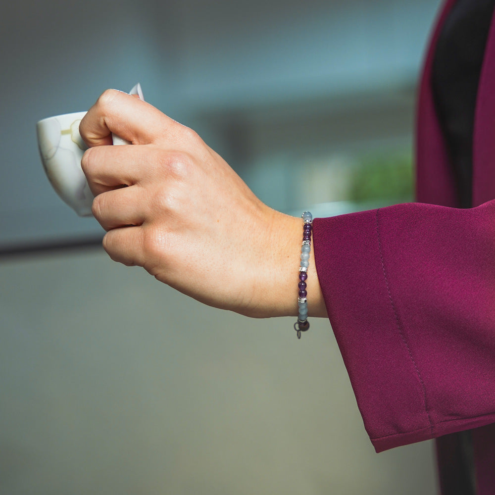 Bracciale Rugiada in angelite e ametista | 4mm