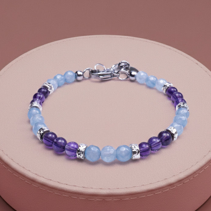 Bracciale Rugiada in angelite e ametista | 4mm