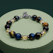 Bracciale Aurora in occhio di tigre e citrino | 6-8 mm