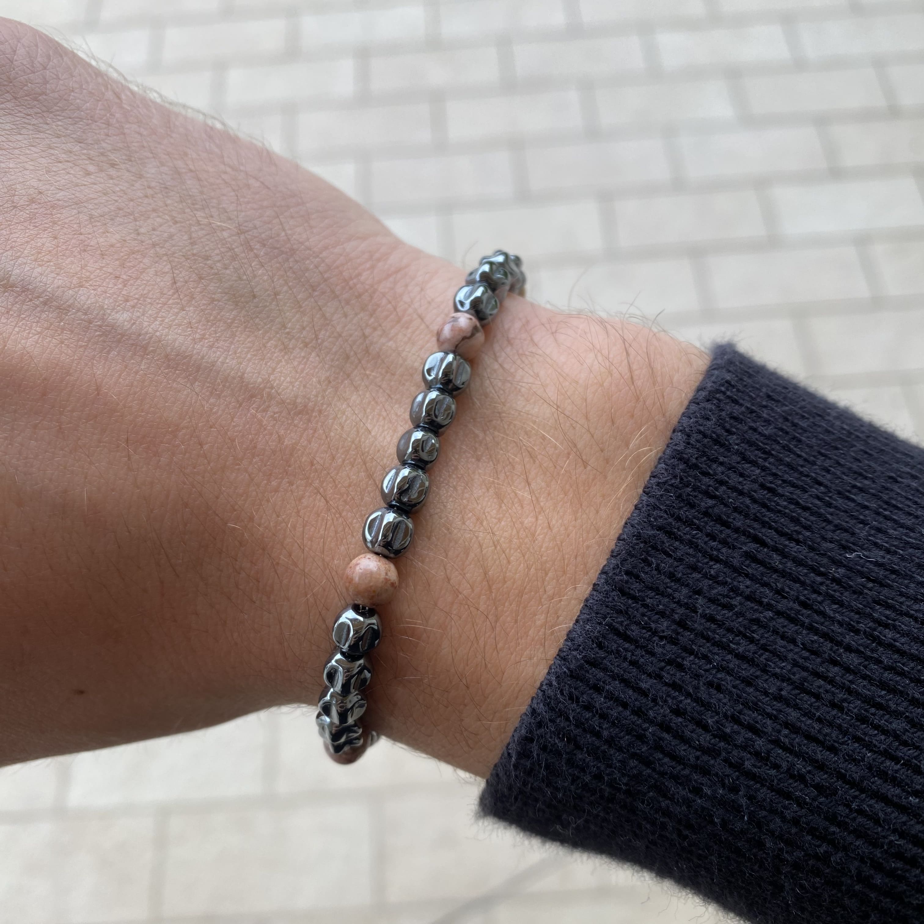 Bracciale Cratere in ematite e occhio di tigre