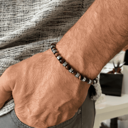 Bracciale Venezia in Occhio di tigre ed ematite chiara