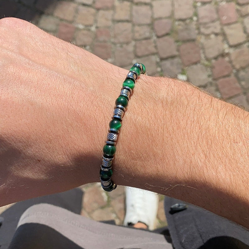 Bracciale Tempra in occhio di tigre verde