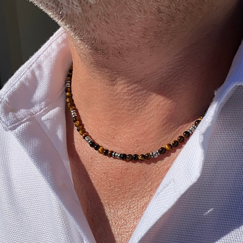 Collana Terra in occhio di tigre marrone