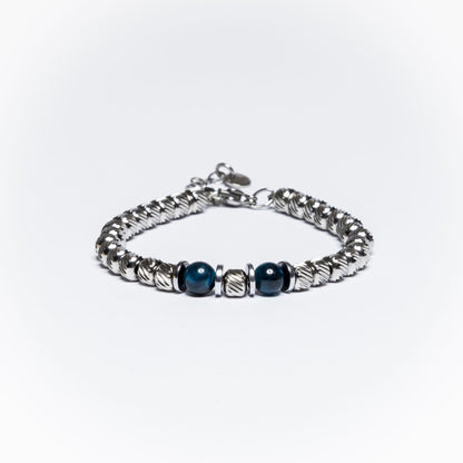 Bracciale Asaio in acciaio inox e occhio di tigre