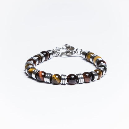 Bracciale Venezia in Occhio di tigre ed ematite chiara