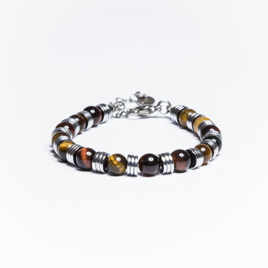 Bracciale Venezia in Occhio di tigre ed ematite chiara