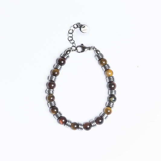 Bracciale Venezia in Occhio di tigre ed ematite chiara