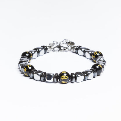 Bracciale Loto in Ematite e Onice Nera