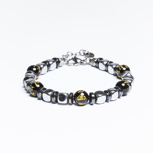 Bracciale Loto in Ematite e Onice Nera