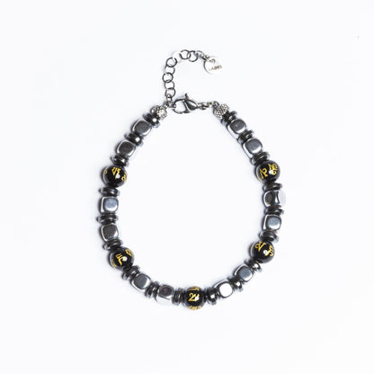 Bracciale Loto in Ematite e Onice Nera