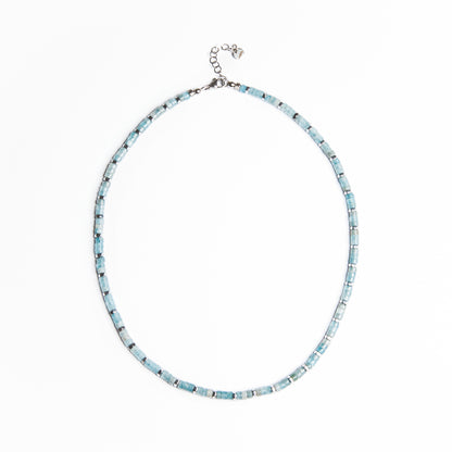 Collana Zenith in Agata azzurra ed ematite chiara