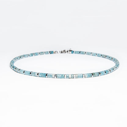 Collana Zenith in Agata azzurra ed ematite chiara