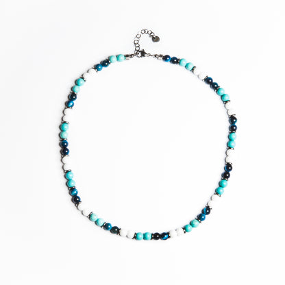 Collana Lungomare in turchese, agata e occhio di tigre