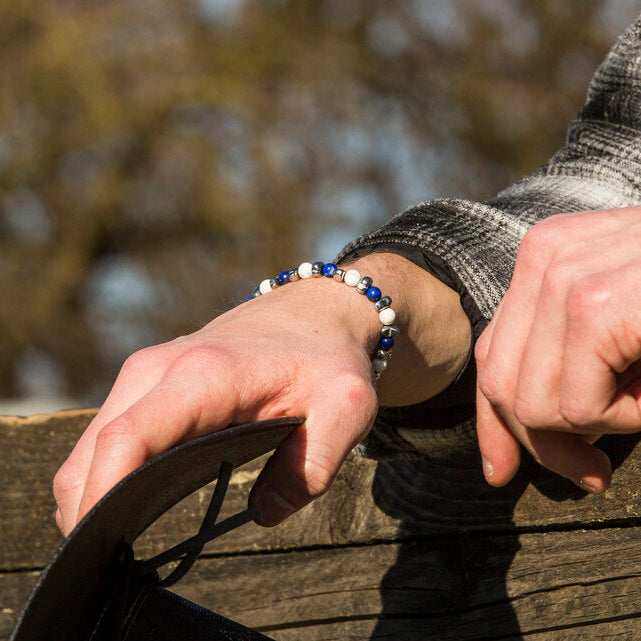 Bracciale Zefiro in lapislazzuli, aulite ed ematite | 6mm