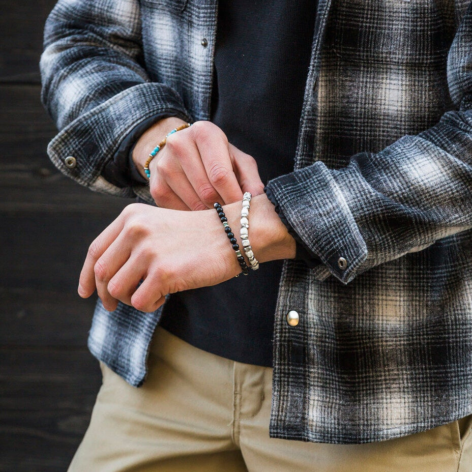 Bracciale Carrara in aulite ed ematite | 7mm